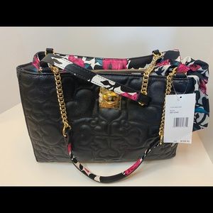 Betsey Johnson large tote NWT black with scarf